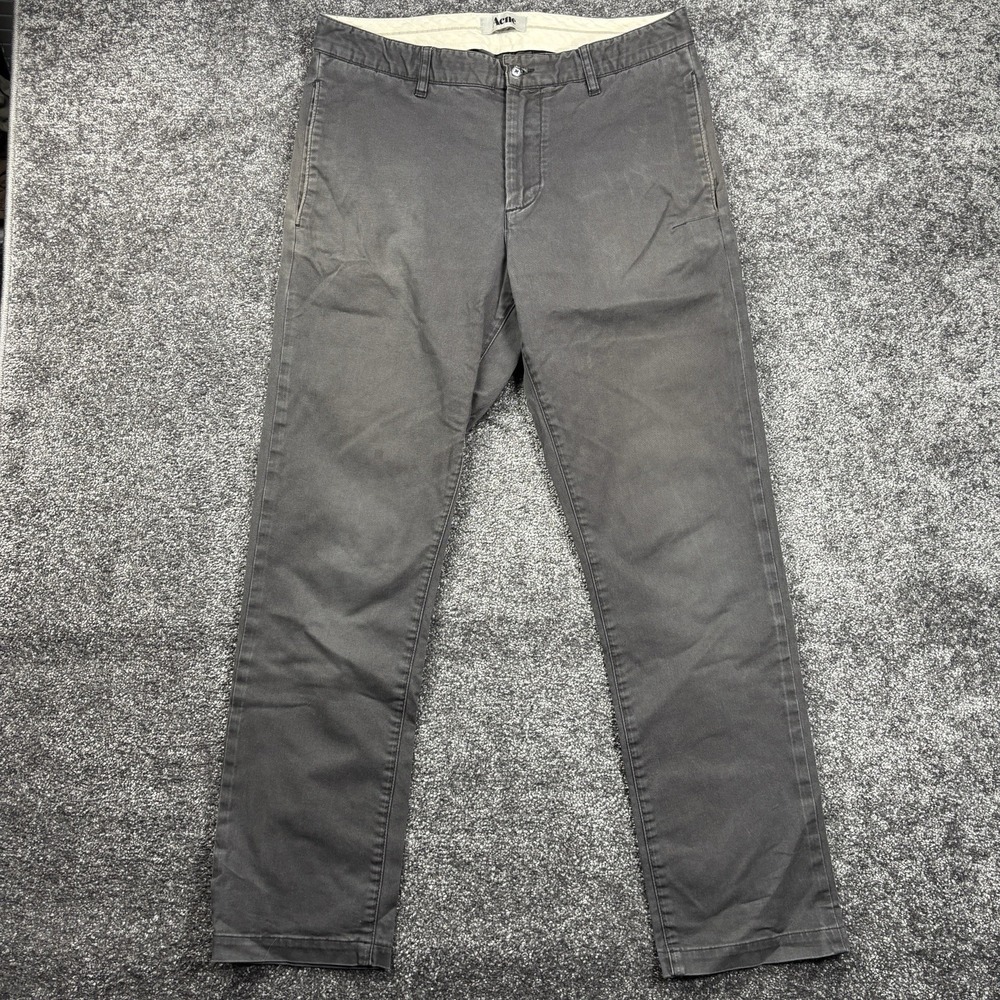 Acne Studios Chino Pants Men's EU 54 US 34x30 Gray Twill Straight Leg